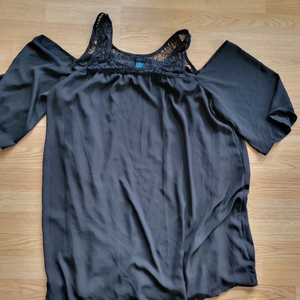 Black dressy open shoulder  shirt